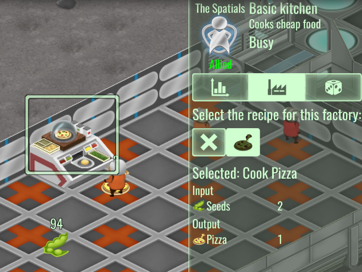 Recipe panel for factories