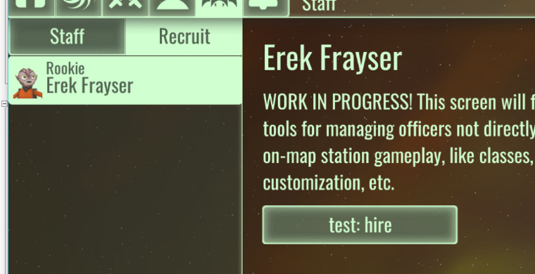 Recruit listing in staff screen